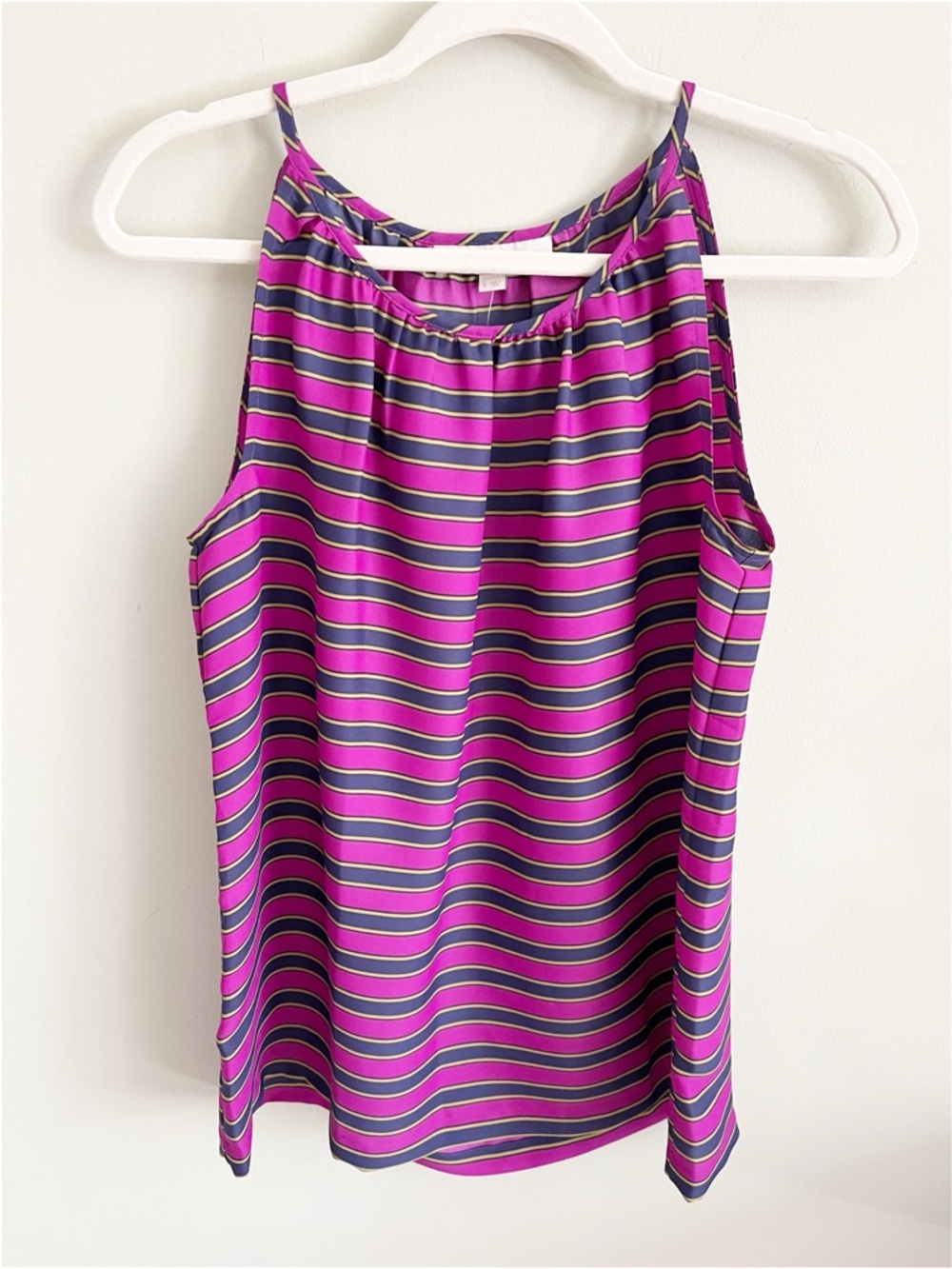 Loft navy/orchid color striped loose fit top sz S NWT